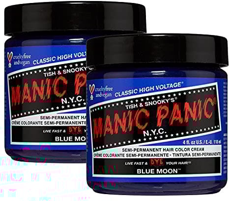 Manic Panic Blue Moon Classic Creme, Vegan, Cruelty Free, Semi Permanent Hair Dye 2 x 118ml