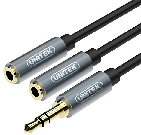 Unitek Y-C956ABK Minibuchse, 3,5 mm (M) - 2 x 3,5 mm (F) Schwarz