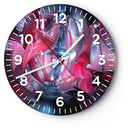 Modern Wanduhr Abstraktion Chemie Kybernetik 30x30cm Rund Klein Wand Uhr Glas Analog Zimmeruhren Küche Büro Wohnzimmer Glasuhr Wall Clock Dekoration Design Wanddekoration Küchenuhr C4AR30x30-2333