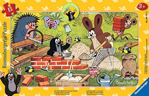 Ravensburger Kinderpuzzle - 06151 Der kleine Maulwurf und Seine Freunde - Rahmenpuzzle für Kinder ab 3 Jahren, mit 15 Teilen