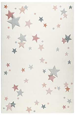 Esprit I Moderner Kurzflor Kinderteppich, Kinderzimmer I Jonne I ESP-4639-060 I Rosa Blau Grau Weiß I (200 x 290 cm)