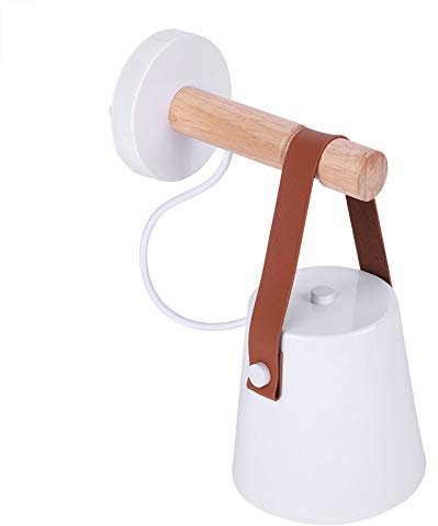 Wandleuchte Moderne Holz Eisen Led Wandleuchten Kreative Vintage Wandleuchte LED Minimaslist E27 Wandleuchte Leuchte für Wohnzimmer Schlafzimmer Bedside Study Veranda Korridor (Weiß)