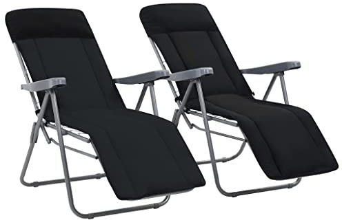 vidaXL 2X Gartenstuhl Schwarz Liegestuhl Relaxstuhl Campingstuhl Klappstuhl