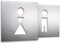 2 WC-Türschilder je 12 x 12 cm, Frau Mann Symbole, Edelstahl, selbstklebend, Toiletten-Schild Set, Herren und Damen Türschild zum Kleben, ohne Bohren, Hinweis-Schild - PHOS Design