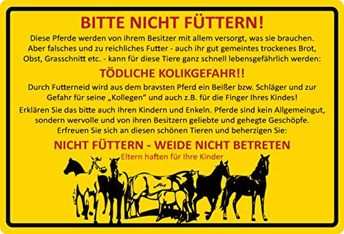 Blechschild 20x30cm gewölbt Bitte Nicht füttern! Pferd Weide Deko Geschenk Schild