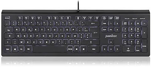 Perixx PERIBOARD-324, Clavier Rétroéclairé Filaire USB pour Windows – 2 Ports USB additionnels, Touches à Ciseaux de Type X – AZERTY Français
