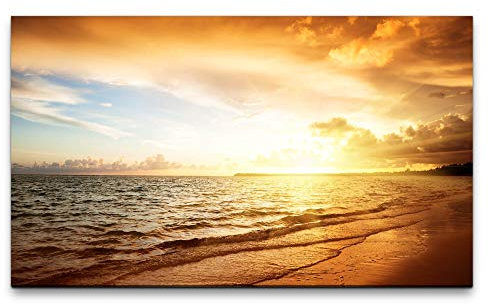 Paul Sinus Art Bilder XXL Sonnenaufgang am Atlantik 120x70cm Wandbild auf Leinwand
