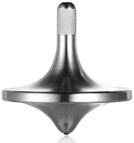 Umweltschutz Edelstahl Metall Kreisel, Anti-Schwerkraft perfekt ausbalanciertes zartes Tischspielzeug, leichtes drehen glatt Schleudern Schleuderzeit über 6 Minuten (L/Silber)
