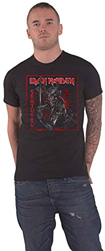 Iron Maiden T Shirt Senjutsu Cover Distressed Red Official Mens Black M