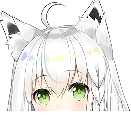BLKUOPAR 13,9 cm (5,1 Zoll) Shirakami Fubuki Peeker Auto-Aufkleber Holololiv Vinyl Stoßstange Dekoration Abziehbilder Fenster Spähen Zubehör