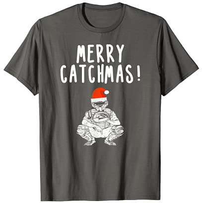 Softball Baseball Catcher Lustige Weihnachten T-Shirt