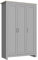 ELEGANT New Luxury 3 Doors Wardrobe with Hanging Rail Wooden Wardrobe for Blankets, Clothing and Quilt, 4 Shelves Storage, Grey/Oak
