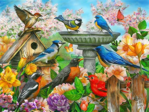 Springbok's 500 Piece Jigsaw Puzzle Bird Bath - Unique Cut Pieces
