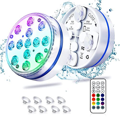 2023 Nuove luci per piscina a LED sommergibili per piscine fuori terra, luce per piscina interrata IP68 sott'acqua con telecomando RF (200 piedi),16 colori dinamici,Decorazione Natalizia All'aperto
