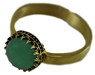 925 Silber Ring - 14k Vergoldet - Aventurin - Vintage Schmuck - Statement-Ring - Antik - Jugendstil Schmuck - Größenverstellbar - Geschenk für Mama - Geburtstagsgeschenk - Schmuck-Geschenk (Ring)