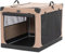 Petsfit Soft Dog Kennel, Adjustable Fabric Dog Crate by Spiral Iron Pipe, Cat Cages Indoor 3 Door Design Dog Travel Crate 76 cm L x 50 cm W x 49 cm H Khaki