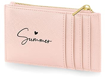 Active Window Films Personalised Card Holder, Monogram, Initial Purse, Credit Card Coin Purse, Initial cardholder, Personalised Purse, Gift for her (Style 2, Black on Pink)