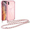 Vauki Handykette für iPhone XS Max Hülle mit Band, Handyhülle mit Kette, Herz Motiv, Ultra Dünn Stoßfeste Aesthetic Case mit Kordel zum Umhängen für iPhone XS Max 6.5 Zoll, Rosa