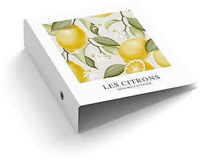 Ringordner | Ordner | bedruckt | Les Citrons | Zitronen | weiß | Mit Griffloch | für DIN A4 | 7,4 cm breit | Füllhöhe 55 mm | Südfrüchte | Obst