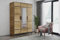 KIER FURNITURE Dreitüriger Kleiderschrank Roj3D - Moderner Kleiderschrank aus Laminierter Spanplatte - Ausziehbarer Kleiderbügel - Praktische Garderobe - 156,4x205x39 cm Eiche Craft Gold