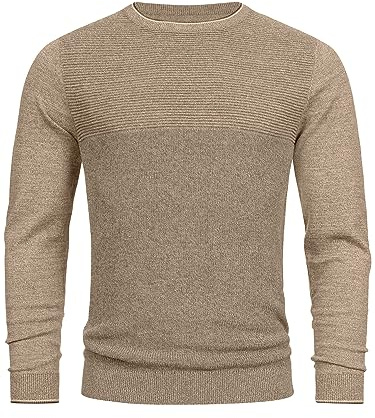Indicode Herren INReign Strickpullover aus 100% Baumwolle mit Rundhals | Klassischer Feinstrickpullover aus weicher Baumwolle mit O-Neck, Strickpullover, Herrenpullover, Freizeitpullover für Männer