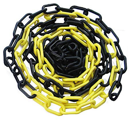 DRYIC Kunststoff-Maschendrahtzaun, schwarz und gelb, Kunststoff-Kettenglieder Reparatur mit 2 Kunststoffhaken, Kettenschutzzaunpfosten (6 mm 10 m)