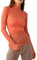 Acrawnni Women's Sexy See Through Slim Fit Shirts Mesh Tops Long Sleeve Turtleneck Neck Sheer Blouse (L-Orange, L)