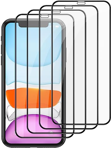 Wanme 4 Stück Full Screen Schutzfolie für iPhone XR/iPhone 11, Panzer Schutz Glas mit Schwarzer Rand, HD Displayschutz für iPhone 11/ iPhone XR (6.1) (4 Stück)