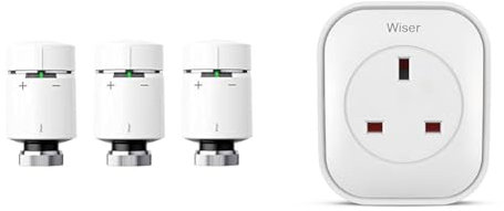 Drayton by Schneider Electric Wiser Smart Heating Radiator Thermostat Multipack, White & Drayton Wiser Smart Plug & Extender - Works with Amazon Alexa, Google Home, IFTTT