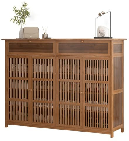 Zapatero, Mueble Zapatero De Bambú, Gabinete De Almacenamiento De Zapatos Independiente, 130 x 35 x 99 cm Armarios Zapateros Transpirable, para Entrada, Sala De Estar, Dormitorio