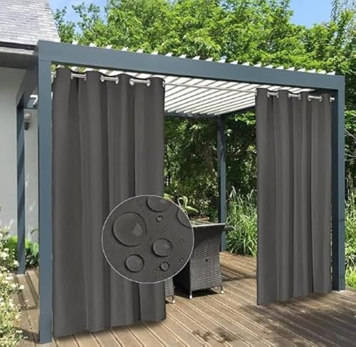 Atout Ciel Tenda idrorepellente per interni esterni, con occhielli, 140 x 260 cm, pronta da appendere, colore: antracite