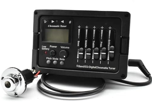 Acoustic Pickup 5 Band Acoustic Guitar Preamp EQ Equalizer Amplifier Digital Chromatia Blend Tuner Piezo Pickup(Bk cover)