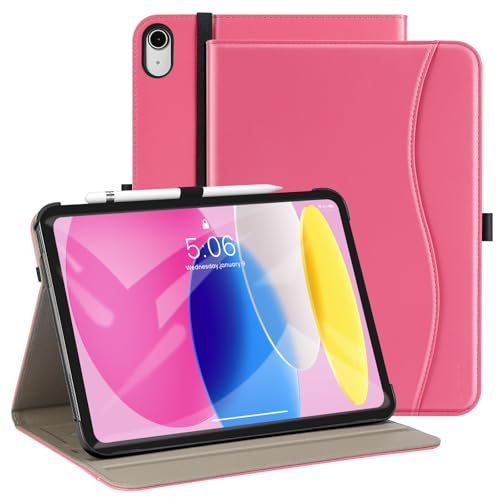 ZtotopCases Case for iPad 11th Generation 11 Inch 2025(A16)/iPad 10th Generation 10.9 Inch 2022, Premium Leather Business Cover with Auto Wake/Sleep, Multi-Angle Stand & Pencil Holder, Pink