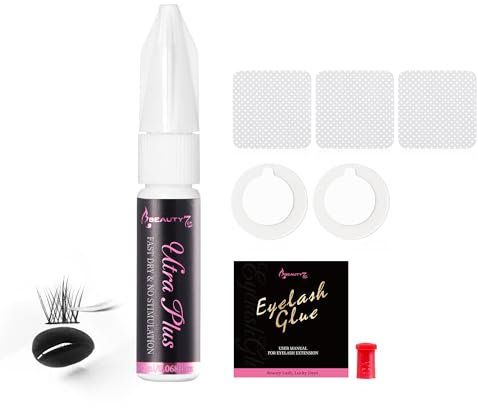 Beauty7 Colle Gel Noir Ultra Plus Instantané Pour Extension de Cils, Adhésif pour Greffe Cils Semi Permanent Cils Eyelash Glue Utiliser a la maison ou la salon (2ml)