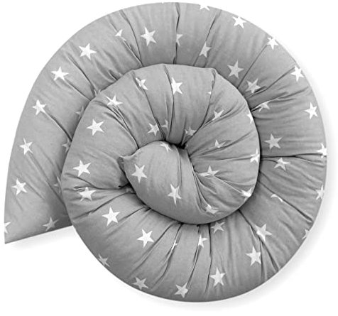 Bebeloo Bettschlange Bettkissen Seitenschläferkissen Nackenrolle Schlafkissen Kuschelschlange Stillkissen Zierkissen Zugluftstopper Body Pillow Baumwolle (Sternchen Grau, 140 cm)