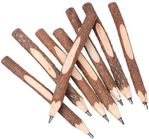 NUOBESTY 8Pcs Wooden Twig Pencils Natural Tree Bark Pencils for Writing, Sketching, Party Decorations and Office Supplies