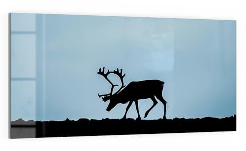 DEQOART Glas-Magnettafel | 100x50 cm cm groß | Motiv Kontur des Hirsches | Memo-Board aus Glas | Magnetboard inkl. Magnete, Stift & Tuch für Küche & Büro | Tafel magnetisch & beschreibbar
