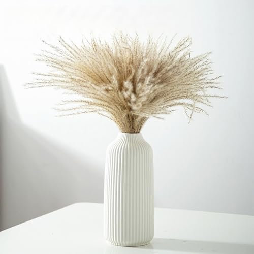 UUE Weiße Keramik Vase, Blumenvase Modernzur geeignet für die Inneneinrichtung, Keramik Vase für Pampasgras, Vasen im nordischen schlichten Stil, Vasen für Hochzeiten, Wohnzimmer usw