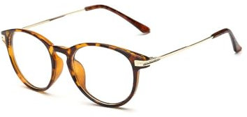 Cleemy Mode Kurzsichtige Brille Myopie Weitsichtbrille Damen Männer Retro Brille mit PC-Metallgestell (Schildpatt, 0.5, Dioptrien)