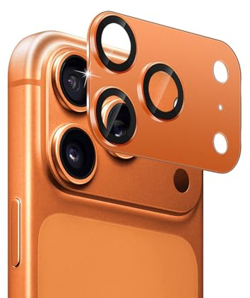 LiiLaa Kameraschutz für iPhone 17 Pro 5G, Volle Abdeckung Kamera Ring Abdeckung aus Metall - orange