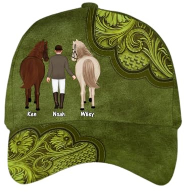 Geschenke Mall Personalisiert Cap - Frau Und Pferd - Cap personalisiert Herren, Tennis Kappe Damen, Personalisierte Kappe