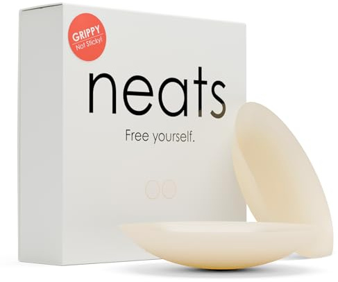 NEATS Grippy Nipple Covers for Women, Reusable Silicone Pasties, Non-Adhesive Body-Heat Activated, No-Show Breast Covers