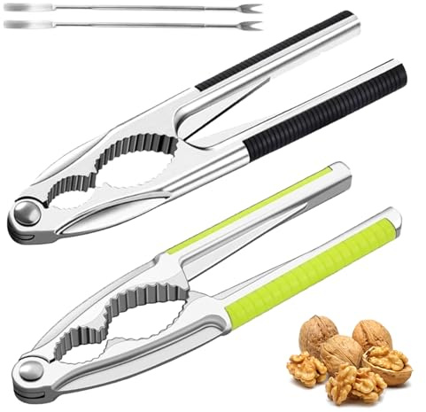 Nussknacker Walnüsse 4 Teiliges Set, Metall Nussknacker und Nuss Pickern, Hochwertiger Nuss-Knacker, Sicherem Griff, Multifunktional Zuhause Nußknacker für Walnüsse Haselnüsse Paranüsse Krabben Hummer