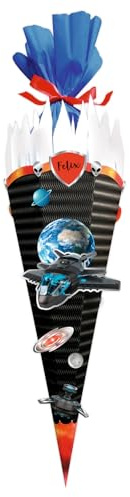 CREATIV DISCOUNT Schultüten-Bastelset Easy Line, inkl. Zubehör & Anleitung, 68 cm (Schwarz, Spaceship)