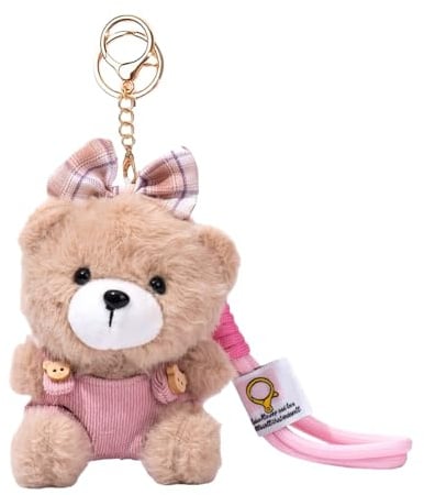 Auroriel Kleiner Bär mit Rosa Geschirr Niedlicher Schlüsselanhänger Plüsch Bär Schlüsselbund Geschenk Für Handtasche Geldbörse Rucksack Anhänger, Accessoires, schmücken