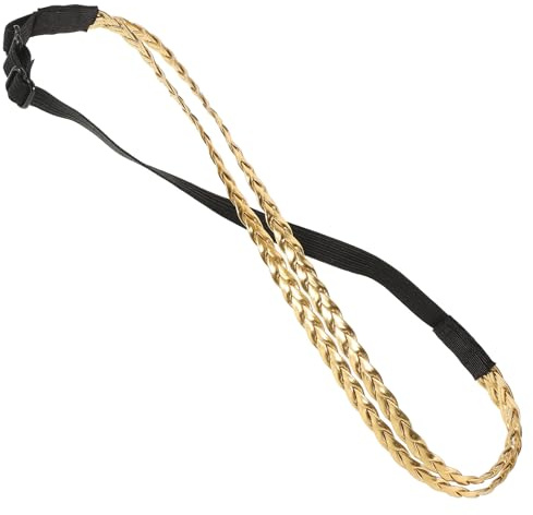 Tofficu Verstellbares Geflochtenes Haarband Elastisch für Damen, Gold | Dreifach-Zopfdesign, leichter Haarschmuck für Alltag, Party, Hochzeit, Festival und elegante Frisuren