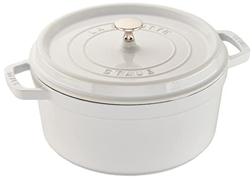 STAUB Cast Iron Round Cocotte, 5.5-quart, White