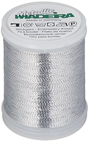 Madeira Metallic Brilliant Nr.40 Stickerei Gewinde, 200 Meter Länge, Alu Silber