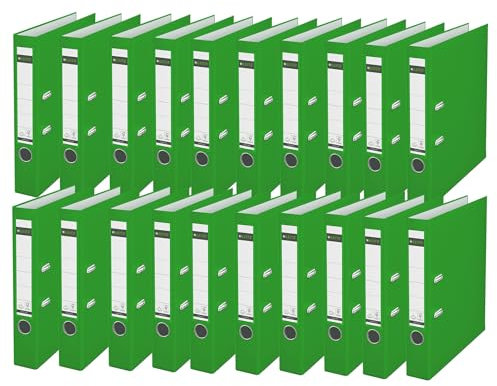 Leitz Qualitäts-Ordner 180° Plastik, 20er Pack, A4, Schmal, Hellgrün, 5,2 cm Rückenbreite, PP-laminierter Einband, 10155050, hellgrun, 50mm