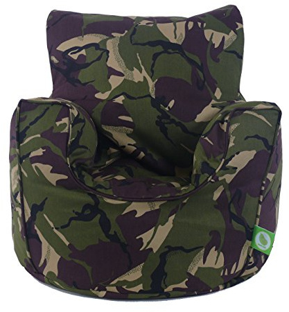BeanLazy Cotton Army Camo Camouflage Green Bean Bag Arm Chair with Beans Toddler Size